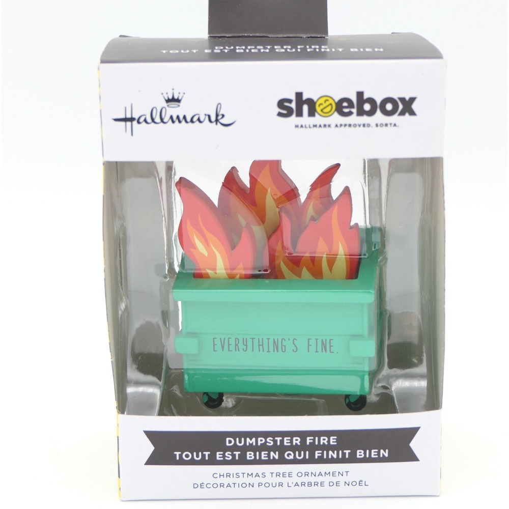 Hallmark Shoebox "Everything's Fine" Dumpster Fire Christmas Tree Ornament 2025